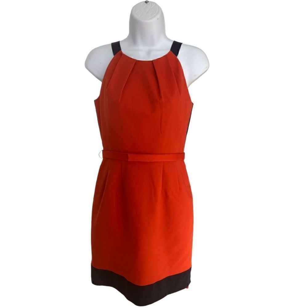 TAHARI  Woman Corinna Color block Sheath Dress Orange size 2